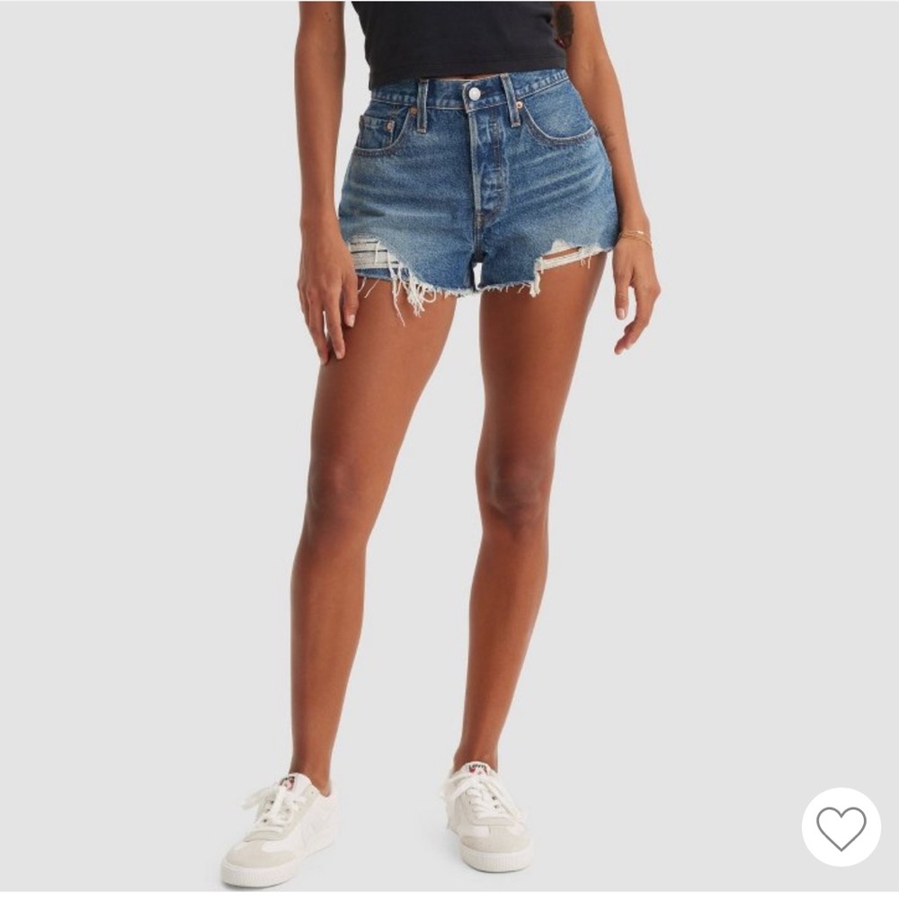 Levi's Blue High-Waisted Jean Shorts